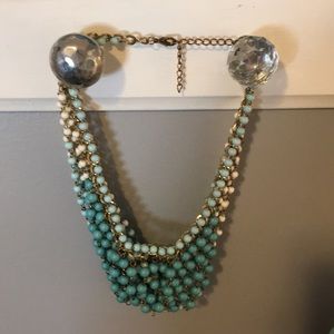 Teal and white chunky necklace